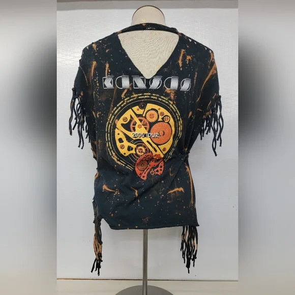 Kansas Rock Band Fringe Shred Concert Tee Upcycled - Picture 10 of 14